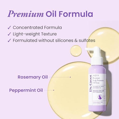 Dr.groot Rosemary Mint Oil Tonic for Hair Growth with Biotin, Hyaluronic Acid, Thickening & Scalp Nourishing - Korean Haircare, Sulfate-Free, 3.38 fl oz