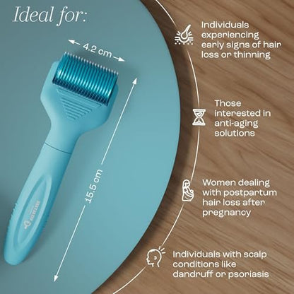 Vitalysse Scalp Derma Roller – 0.25mm Microneedling Tool for Hair & Scalp – 1200 Titanium Needles, Replaceable Head – Hair Care for Men & Women – Proudly Canadian Avelisse