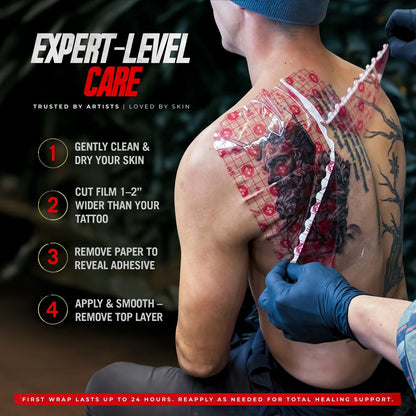 Sterivault Tattoo Aftercare Bandage - 12" Wide x 3 yd - Veteran Owned - Waterproof Tattoo Wrap - Second Skin Cover - Extra Large Avelisse