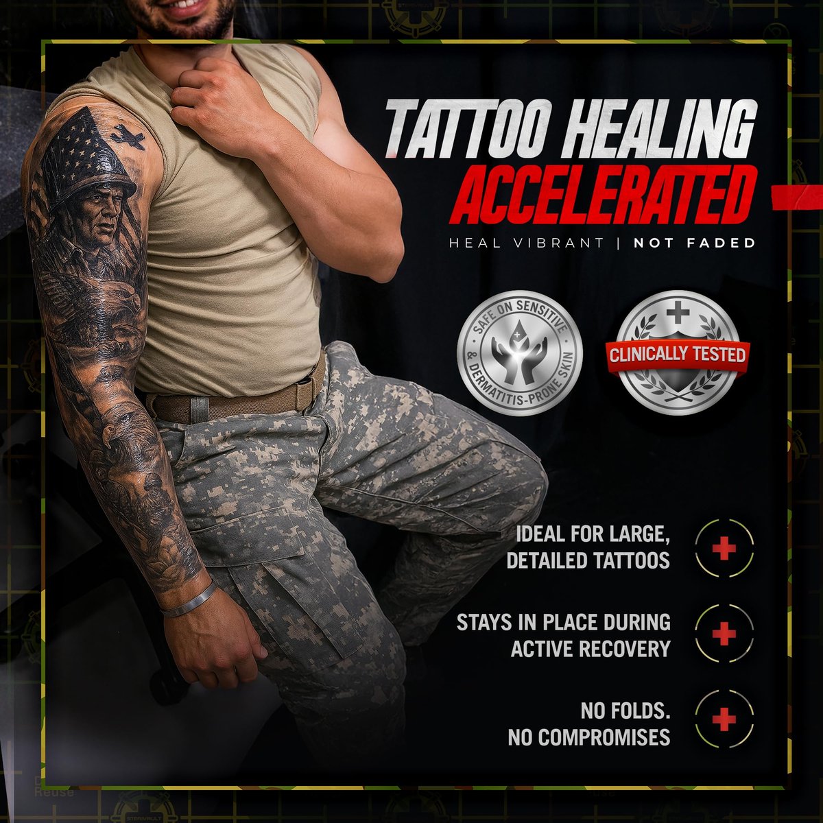 Sterivault Tattoo Aftercare Bandage - 12" Wide x 3 yd - Veteran Owned - Waterproof Tattoo Wrap - Second Skin Cover - Extra Large Avelisse