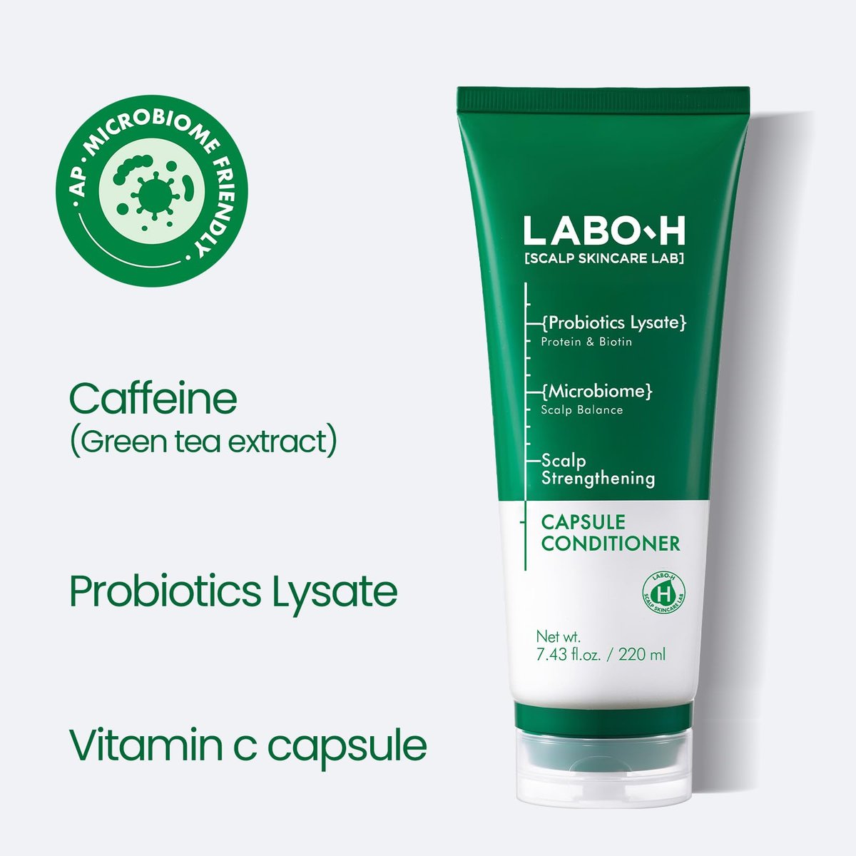 LABO.H Scalp Strengthening Capsule Conditioner - Vegan Hair Growth & Anti-Loss Treatment with Vitamin C, Biotin, Caffeine, Rosemary Oil - Instant Softening & Nourishing - Korean Hair Care - 7.43 Fl Oz Avelisse