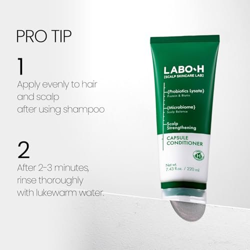 LABO.H Scalp Strengthening Capsule Conditioner - Vegan Hair Growth & Anti-Loss Treatment with Vitamin C, Biotin, Caffeine, Rosemary Oil - Instant Softening & Nourishing - Korean Hair Care - 7.43 Fl Oz Avelisse