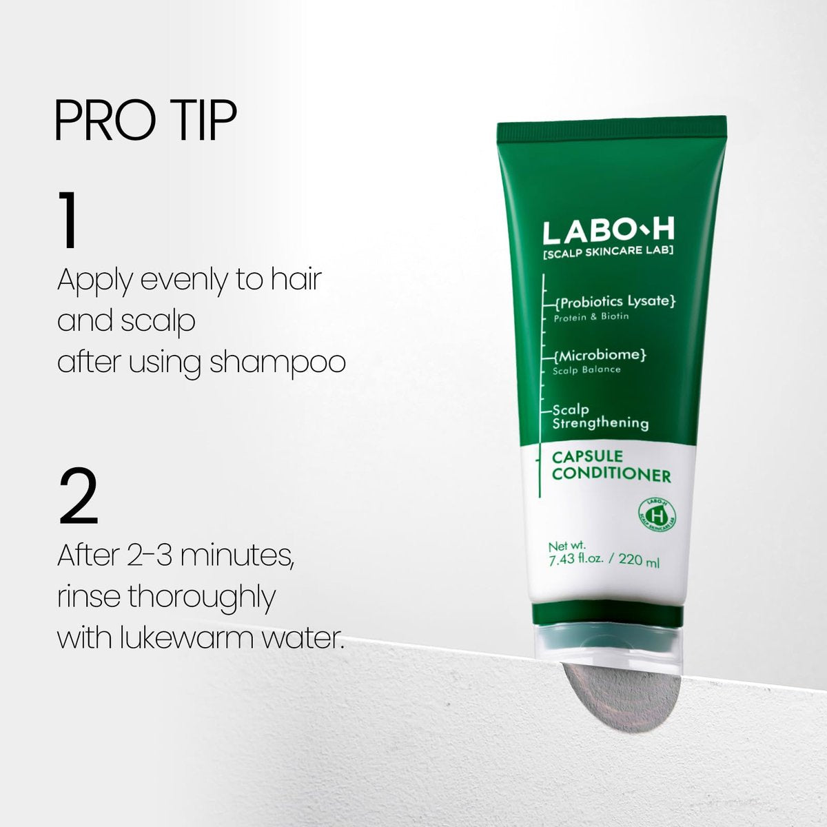 LABO.H Scalp Strengthening Capsule Conditioner - Vegan Hair Growth & Anti-Loss Treatment with Vitamin C, Biotin, Caffeine, Rosemary Oil - Instant Softening & Nourishing - Korean Hair Care - 7.43 Fl Oz Avelisse