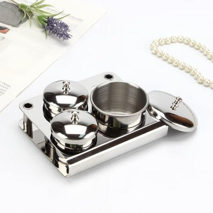 KCGANI 3-Piece Stainless Steel Nail Art Cups with Lids - Acrylic Liquid & Powder Containers for Salon & Home Avelisse