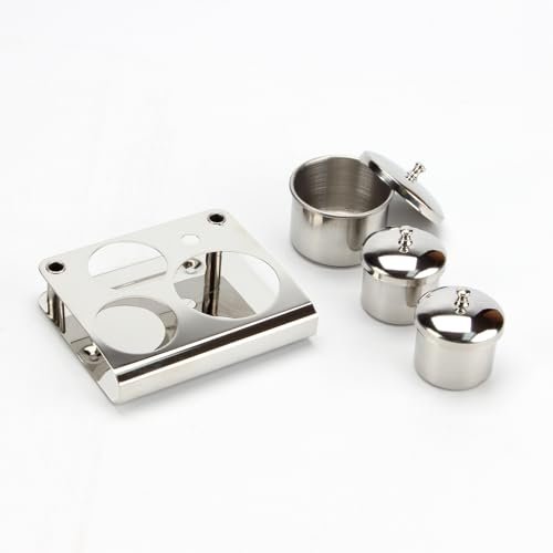 KCGANI 3-Piece Stainless Steel Nail Art Cups with Lids - Acrylic Liquid & Powder Containers for Salon & Home Avelisse