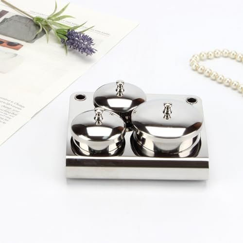 KCGANI 3-Piece Stainless Steel Nail Art Cups with Lids - Acrylic Liquid & Powder Containers for Salon & Home Avelisse