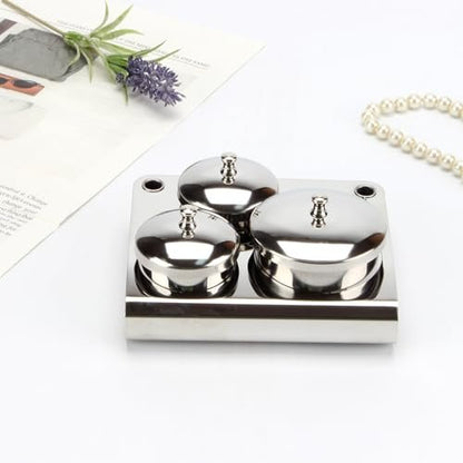 KCGANI 3-Piece Stainless Steel Nail Art Cups with Lids - Acrylic Liquid & Powder Containers for Salon & Home Avelisse