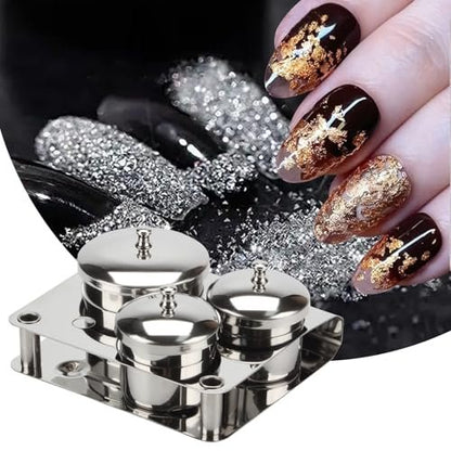 KCGANI 3-Piece Stainless Steel Nail Art Cups with Lids - Acrylic Liquid & Powder Containers for Salon & Home Avelisse