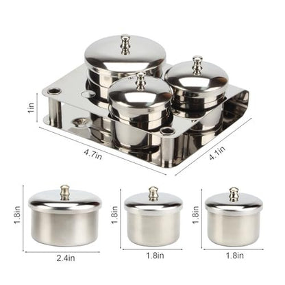 KCGANI 3-Piece Stainless Steel Nail Art Cups with Lids - Acrylic Liquid & Powder Containers for Salon & Home Avelisse
