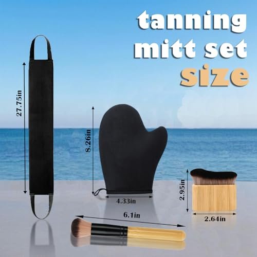 Professional Self Tanning Mitt Kit - 4 Pack Tanning Gloves, Applicator Brush & Back Applicator for Streak-Free Body Tan - görsel 11