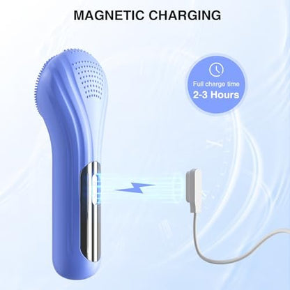 5 Modes Silicone Face Scrubber - Waterproof Electric Facial Cleansing Brush for Deep Cleansing, Exfoliating & Massage (Blue)
