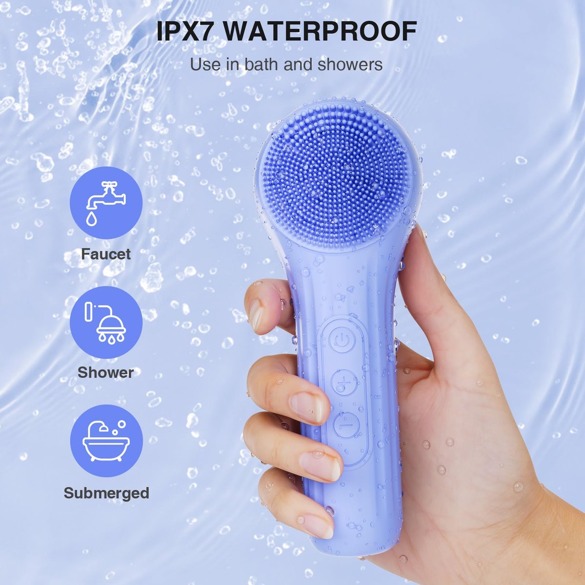 5 Modes Silicone Face Scrubber - Waterproof Electric Facial Cleansing Brush for Deep Cleansing, Exfoliating & Massage (Blue) - görsel 7