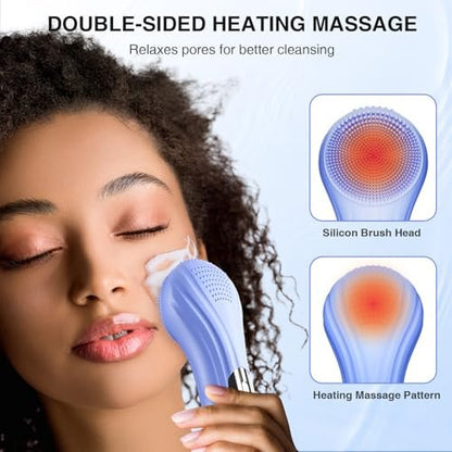 5 Modes Silicone Face Scrubber - Waterproof Electric Facial Cleansing Brush for Deep Cleansing, Exfoliating & Massage (Blue)