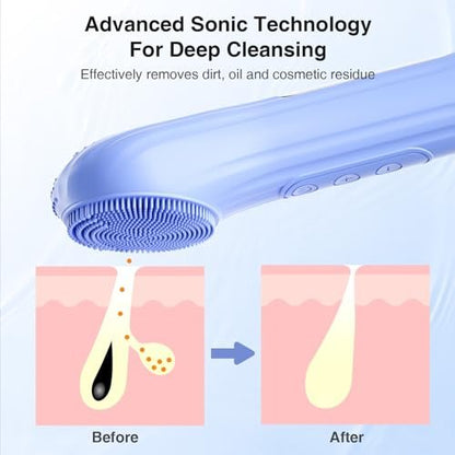 5 Modes Silicone Face Scrubber - Waterproof Electric Facial Cleansing Brush for Deep Cleansing, Exfoliating & Massage (Blue)