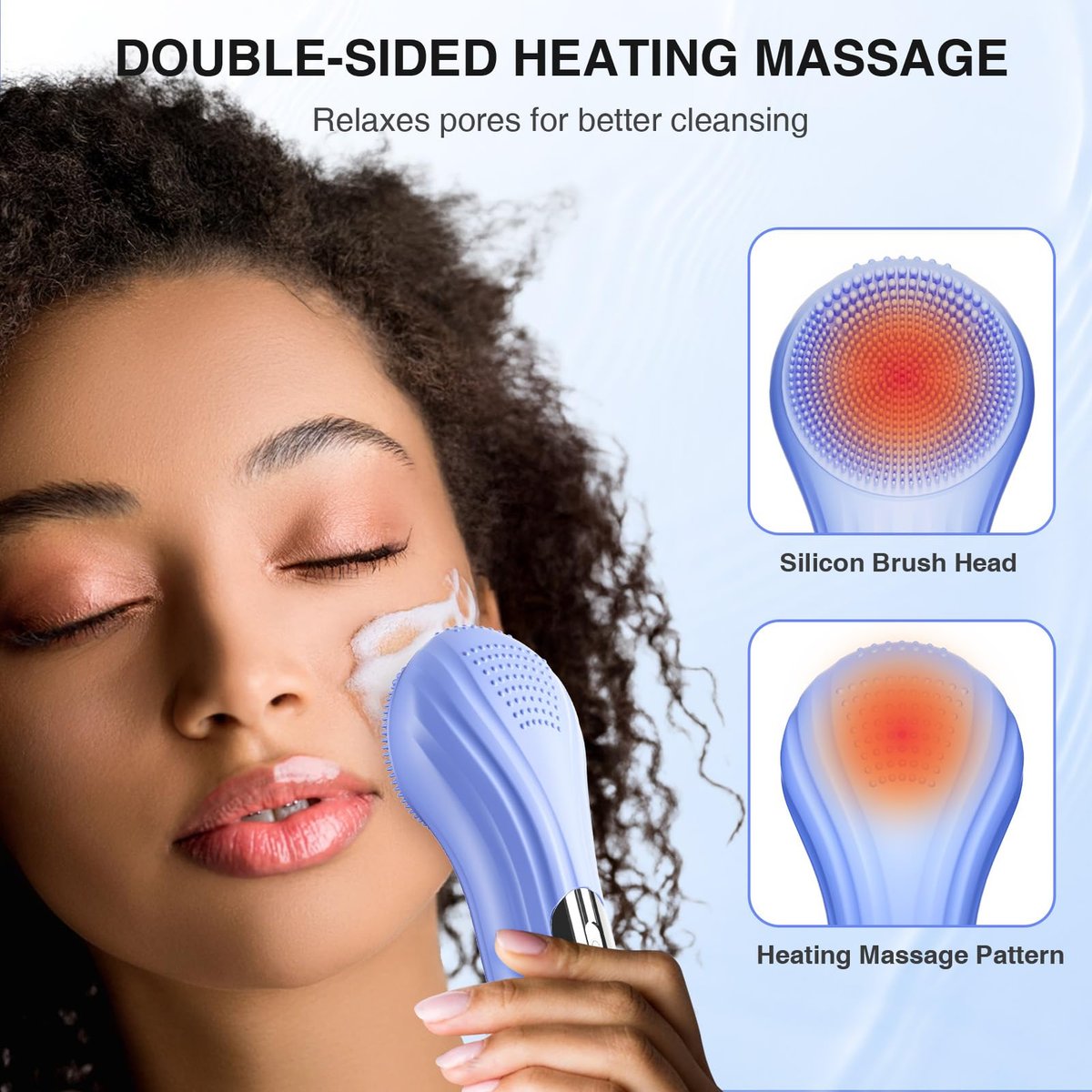 5 Modes Silicone Face Scrubber - Waterproof Electric Facial Cleansing Brush for Deep Cleansing, Exfoliating & Massage (Blue) - görsel 9