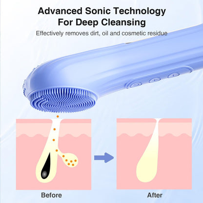 5 Modes Silicone Face Scrubber - Waterproof Electric Facial Cleansing Brush for Deep Cleansing, Exfoliating & Massage (Blue)
