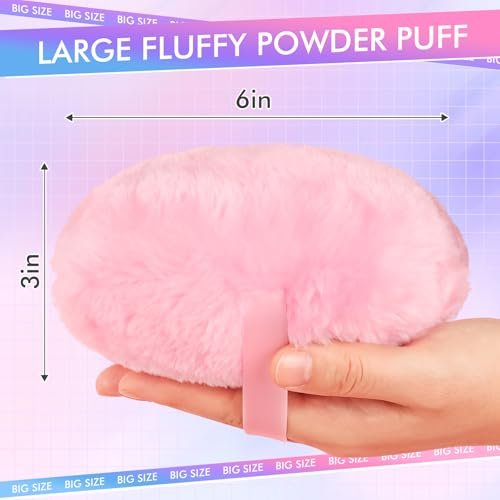WSYUB Extra-Large Velour Body Powder Puff - 6 Inch Ultra Soft Fluffy Pink Puff for Body Powder - görsel 4