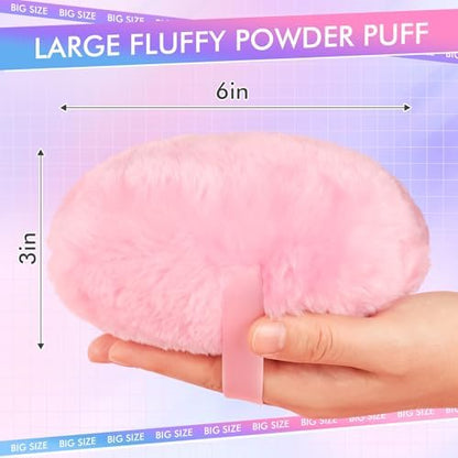 WSYUB Extra-Large Velour Body Powder Puff - 6 Inch Ultra Soft Fluffy Pink Puff for Body Powder