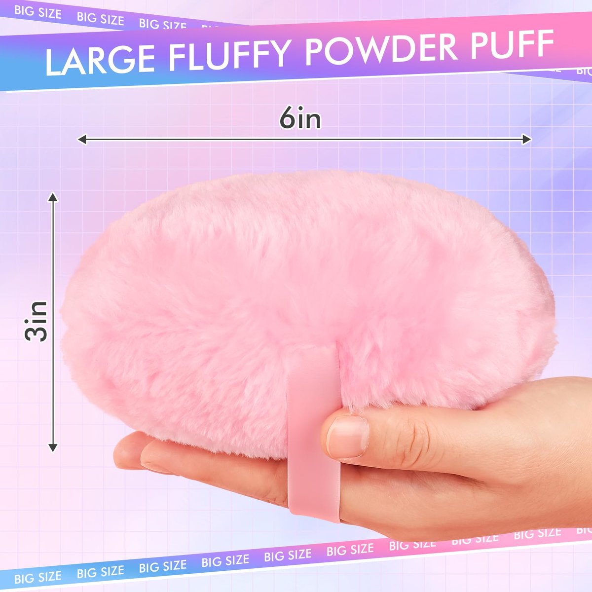 WSYUB Extra-Large Velour Body Powder Puff - 6 Inch Ultra Soft Fluffy Pink Puff for Body Powder - görsel 3