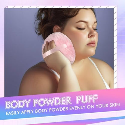 WSYUB Extra-Large Velour Body Powder Puff - 6 Inch Ultra Soft Fluffy Pink Puff for Body Powder