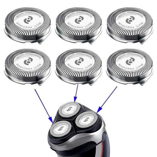HQ8 Replacement Heads Compatible with Philips Norelco Aquatec Shavers – 6-Pack Upgrade Silver Avelisse