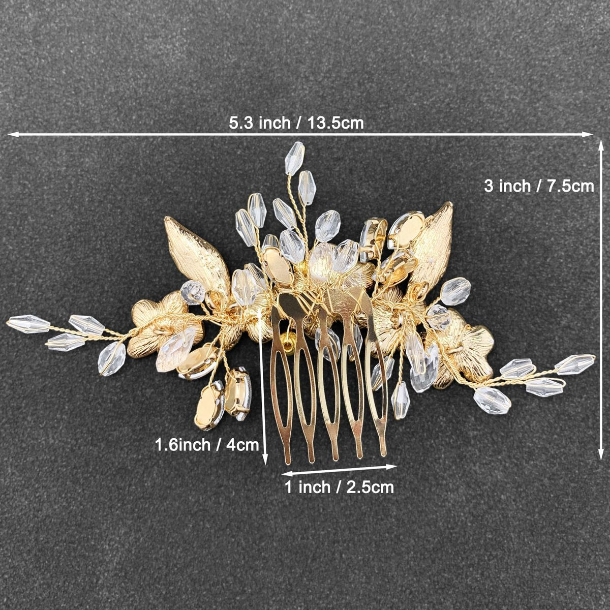 PRETTYLIFE Purple Flower Hair Comb for Bride - Crystal Gold Metal Leaf Floral Hair Piece Accessory for Wedding Prom Avelisse