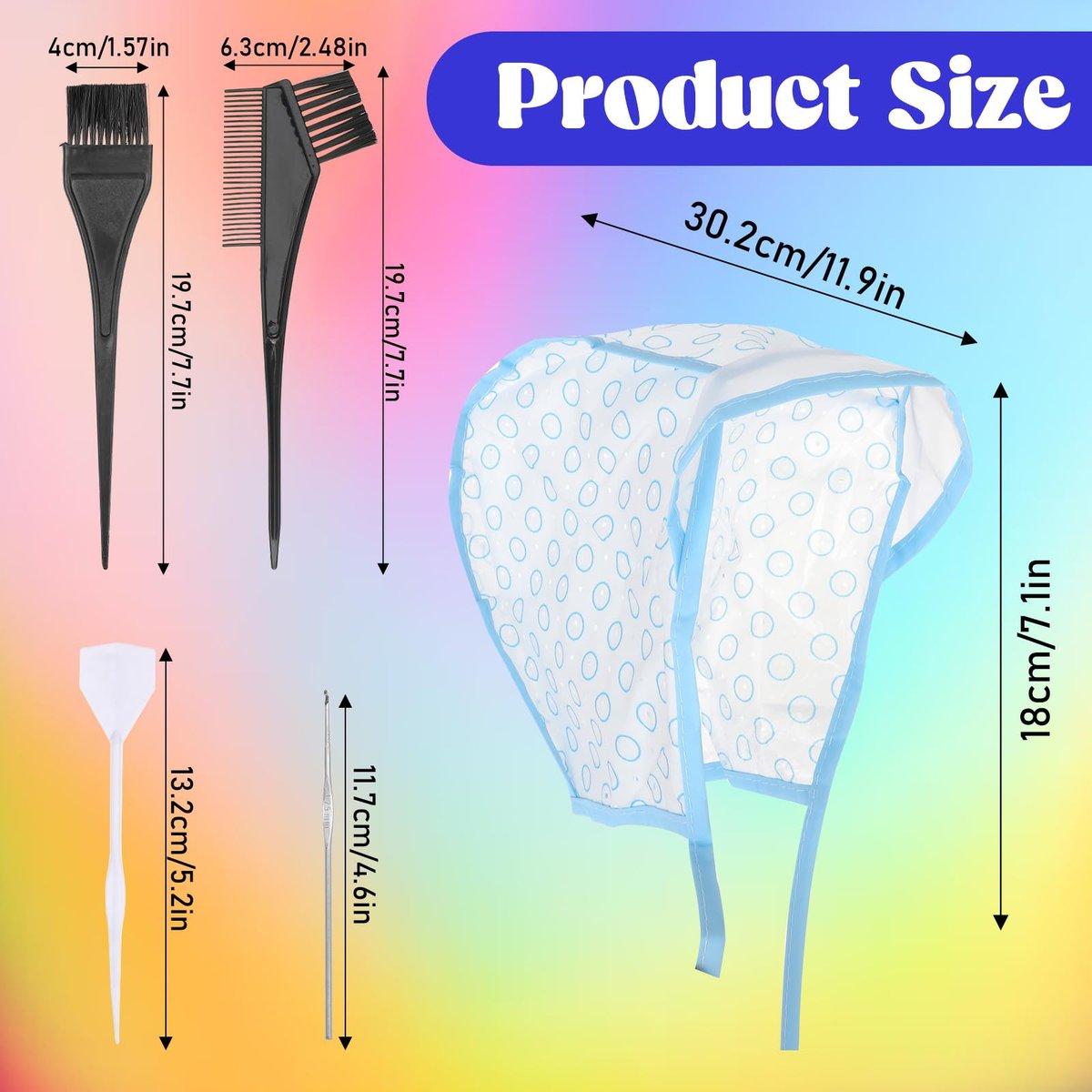 JJUNW 3 Pcs Hair Highlighting Caps Set - Professional Bleach Cap Coloring Frosting Dye Kit for Salon Hair Dyeing - görsel 3