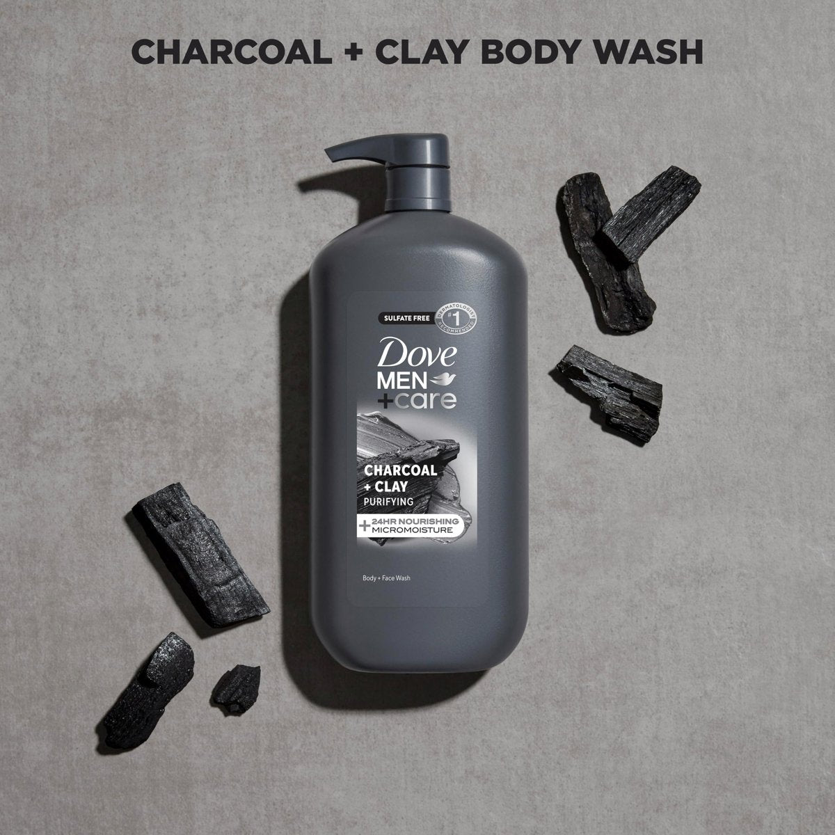 DOVE MEN + CARE Body and Face Scrub Charcoal + Clay Body Wash for Men, 30 oz – Deep Cleansing with 24-Hour Nourishing Micromoisture Technology - görsel 7