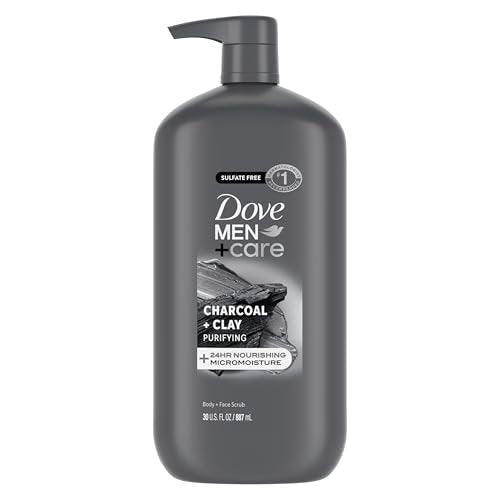 DOVE MEN + CARE Body and Face Scrub Charcoal + Clay Body Wash for Men, 30 oz – Deep Cleansing with 24-Hour Nourishing Micromoisture Technology - görsel 2