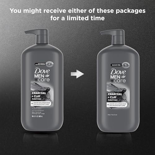 DOVE MEN + CARE Body and Face Scrub Charcoal + Clay Body Wash for Men, 30 oz – Deep Cleansing with 24-Hour Nourishing Micromoisture Technology - görsel 6