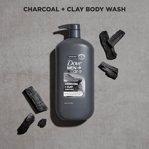 DOVE MEN + CARE Body and Face Scrub Charcoal + Clay Body Wash for Men, 30 oz – Deep Cleansing with 24-Hour Nourishing Micromoisture Technology - görsel 8