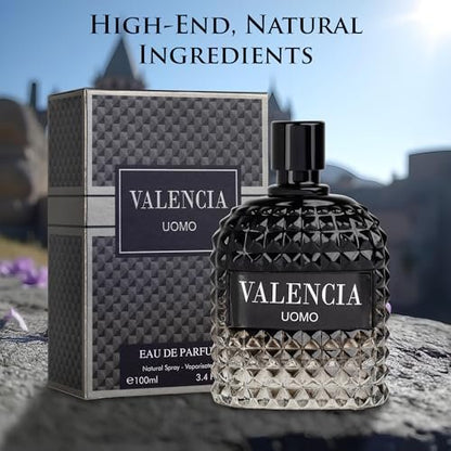 Valencia UOMO for Men Eau De Parfum - Woody Aromatic Fragrance with Floral Twist & Mineral Notes - 100ml Avelisse