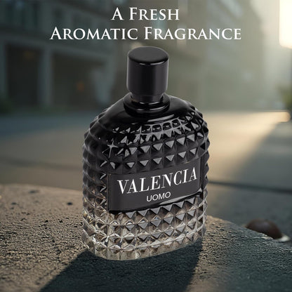 Valencia UOMO for Men Eau De Parfum - Woody Aromatic Fragrance with Floral Twist & Mineral Notes - 100ml Avelisse