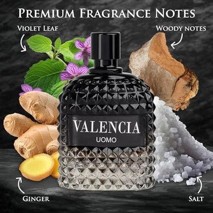 Valencia UOMO for Men Eau De Parfum - Woody Aromatic Fragrance with Floral Twist & Mineral Notes - 100ml Avelisse