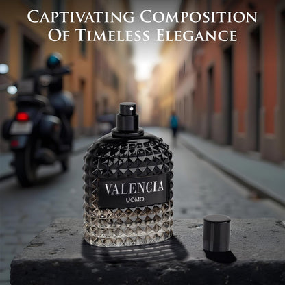 Valencia UOMO for Men Eau De Parfum - Woody Aromatic Fragrance with Floral Twist & Mineral Notes - 100ml Avelisse