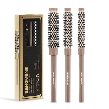 BANGMENG 3-Piece Small Round Brush Set: 3/7, 1/2, 5/8 Inch Barrel Hairbrushes for Blow Drying, Volumizing, and Styling Short Hair, Bangs, Roots