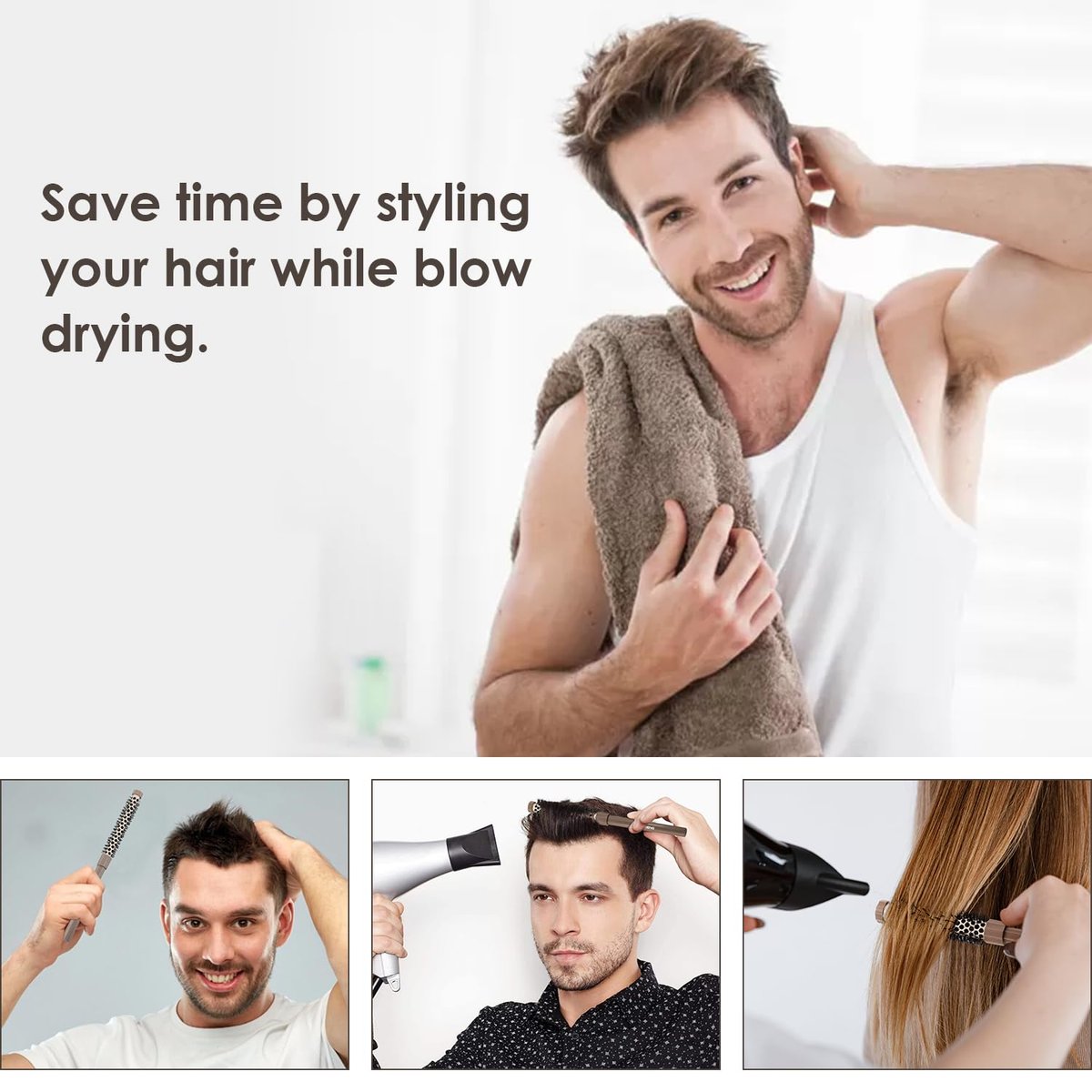 BANGMENG 3-Piece Small Round Brush Set: 3/7, 1/2, 5/8 Inch Barrel Hairbrushes for Blow Drying, Volumizing, and Styling Short Hair, Bangs, Roots - görsel 11