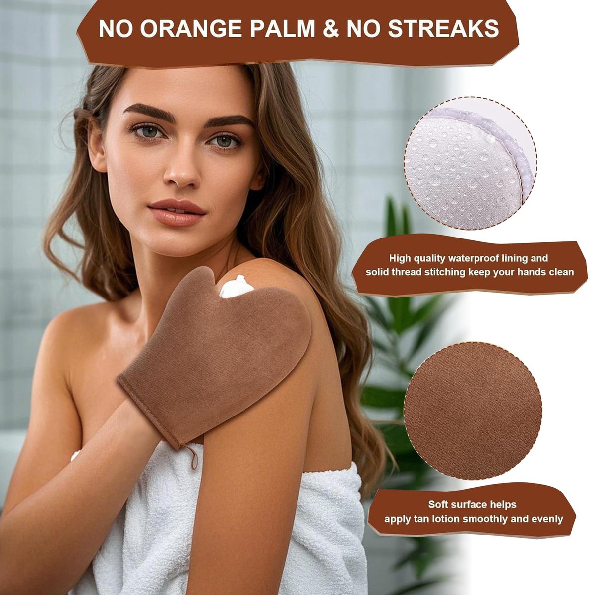 4 in 1 Luxury Velvet Tanning Mitt Set - Self Tanner Applicator with Brush & Back Applicator for Streak-Free Glow Avelisse