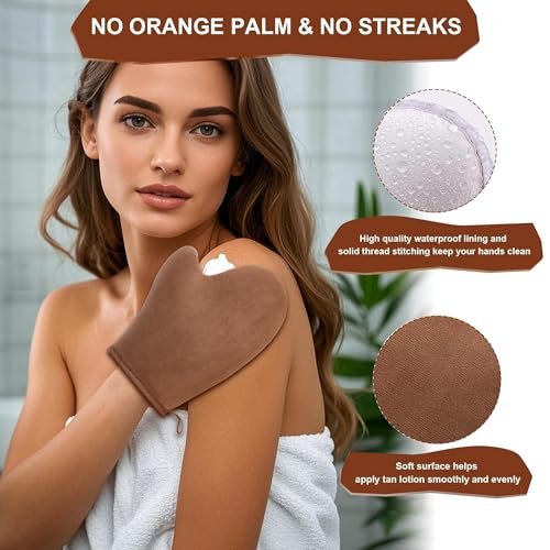 4 in 1 Luxury Velvet Tanning Mitt Set - Self Tanner Applicator with Brush & Back Applicator for Streak-Free Glow Avelisse