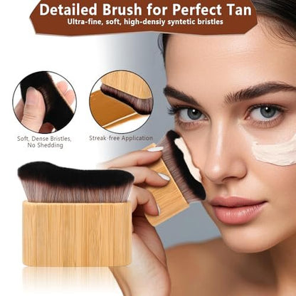 4 in 1 Luxury Velvet Tanning Mitt Set - Self Tanner Applicator with Brush & Back Applicator for Streak-Free Glow Avelisse