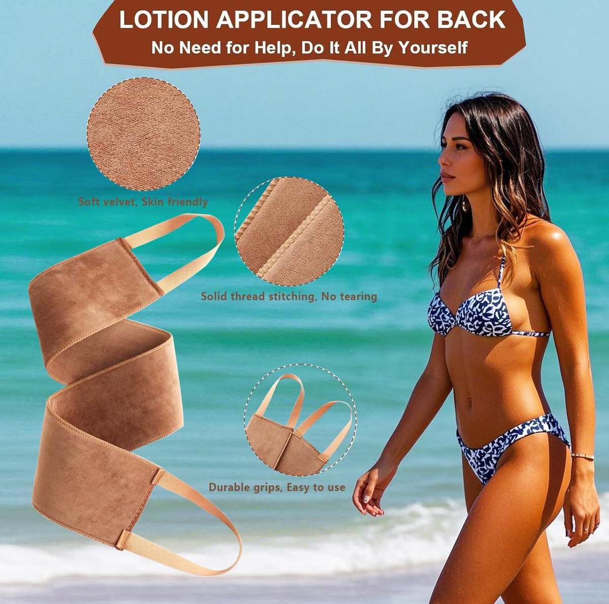 4 in 1 Luxury Velvet Tanning Mitt Set - Self Tanner Applicator with Brush & Back Applicator for Streak-Free Glow Avelisse
