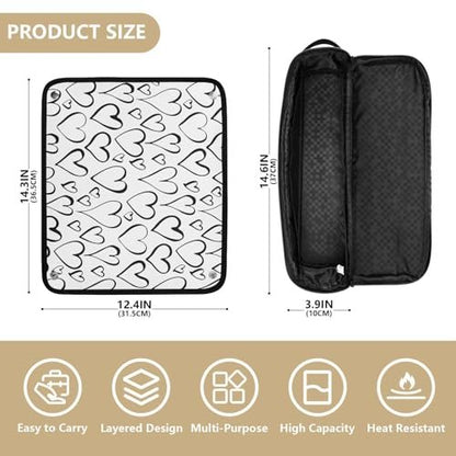 2-in-1 Curling Iron Travel Case and Heat Resistant Mat - Waterproof Portable Open Flat Travel Bag for Hot Tools, Hair Straighteners, and Curling Irons - Hair Accessories Organizer