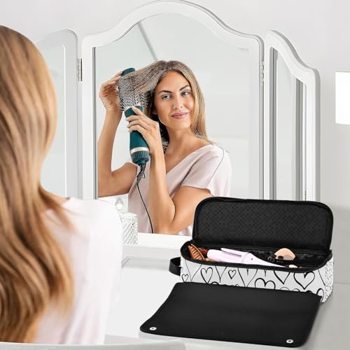 2-in-1 Curling Iron Travel Case and Heat Resistant Mat - Waterproof Portable Open Flat Travel Bag for Hot Tools, Hair Straighteners, and Curling Irons - Hair Accessories Organizer - görsel 12