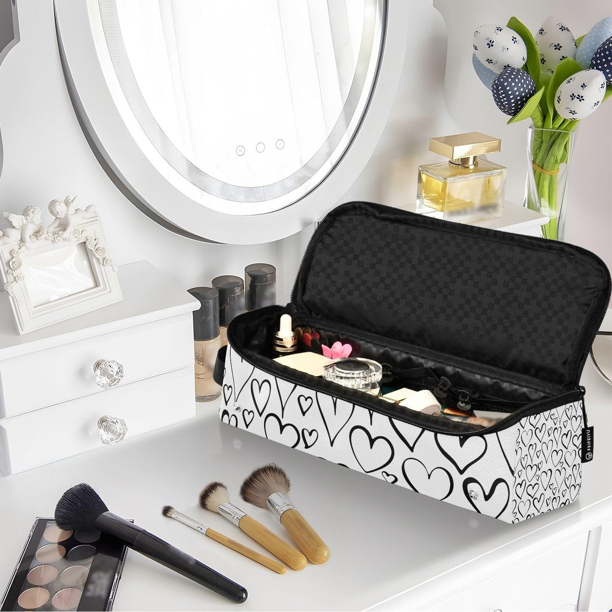 2-in-1 Curling Iron Travel Case and Heat Resistant Mat - Waterproof Portable Open Flat Travel Bag for Hot Tools, Hair Straighteners, and Curling Irons - Hair Accessories Organizer - görsel 13