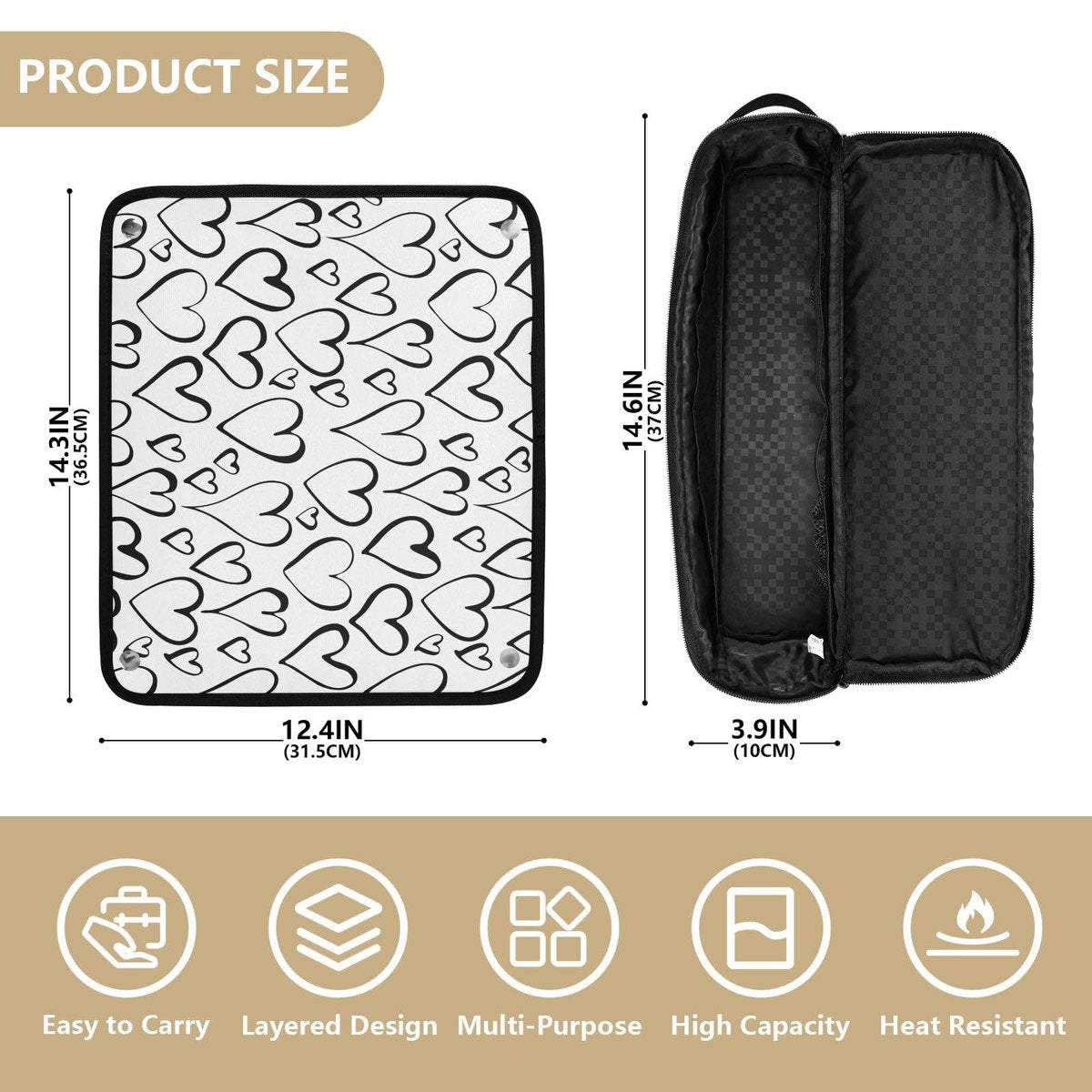 2-in-1 Curling Iron Travel Case and Heat Resistant Mat - Waterproof Portable Open Flat Travel Bag for Hot Tools, Hair Straighteners, and Curling Irons - Hair Accessories Organizer - görsel 7
