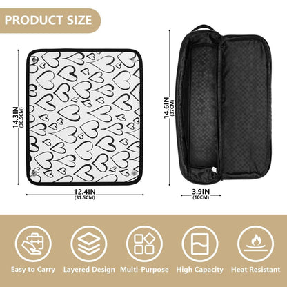 2-in-1 Curling Iron Travel Case and Heat Resistant Mat - Waterproof Portable Open Flat Travel Bag for Hot Tools, Hair Straighteners, and Curling Irons - Hair Accessories Organizer