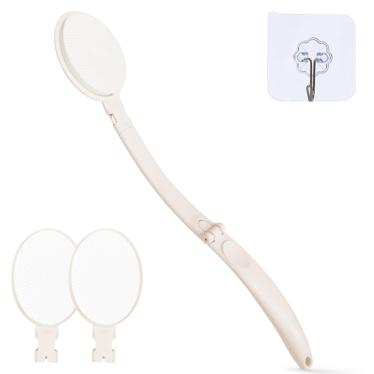 Topfinder Lotion Applicator for Back, Legs, Feet - Self Application of Sunscreen, Self-Tanning, Skin Cream, Acne Treatment - Beige EVA - görsel 1