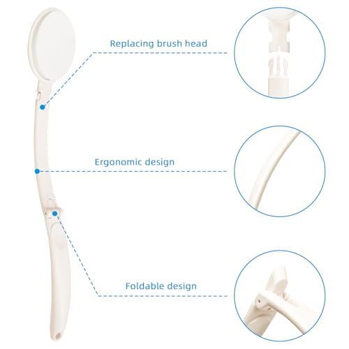 Topfinder Lotion Applicator for Back, Legs, Feet - Self Application of Sunscreen, Self-Tanning, Skin Cream, Acne Treatment - Beige EVA - görsel 14
