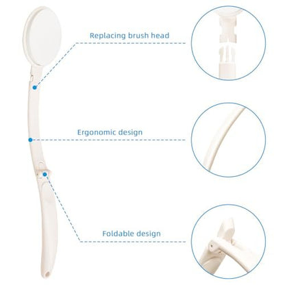Topfinder Lotion Applicator for Back, Legs, Feet - Self Application of Sunscreen, Self-Tanning, Skin Cream, Acne Treatment - Beige EVA