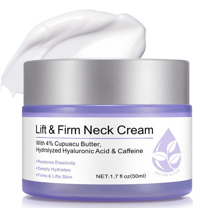 ZIXAOK Neck Cream for Tightening and Firming - Instant Face Lift Cream with Hyaluronic Acid & Vitamin E - Wrinkle Reduction & Deep Hydration for All Skin Types, 1.7 fl oz